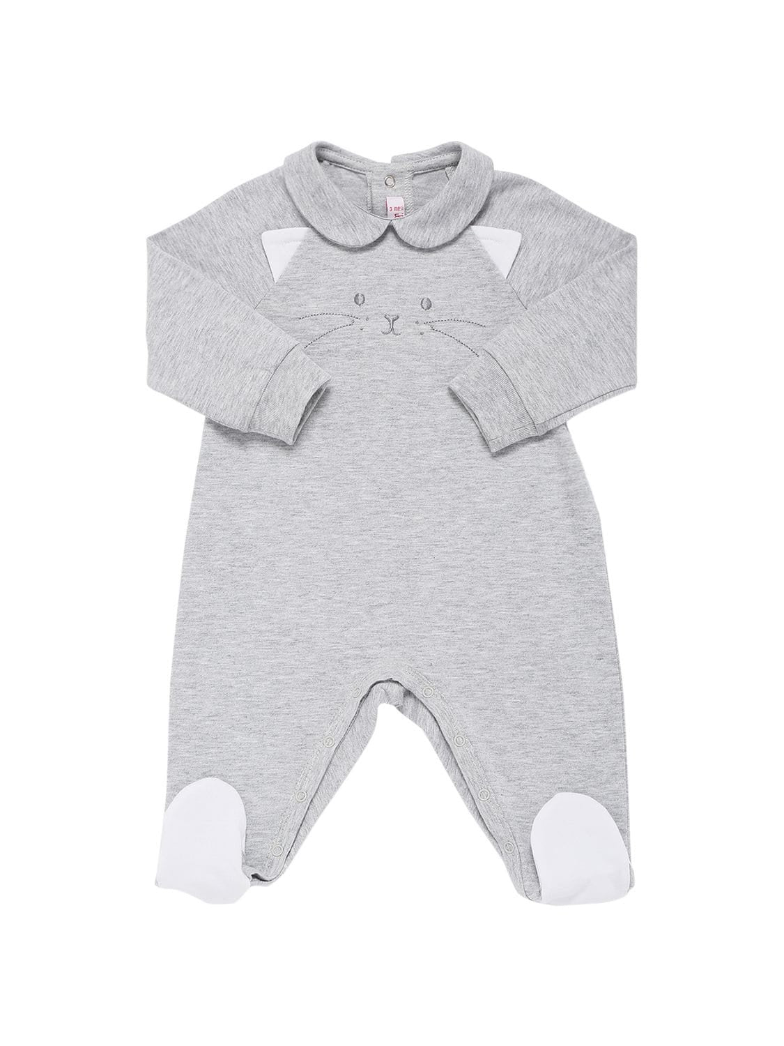 EMBROIDERED COTTON JERSEY ROMPER