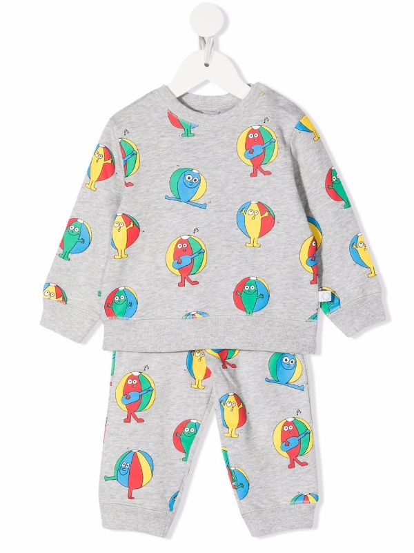 BABY BOY BEACH BALLS COTTON FLEECE TRACKSUIT SET