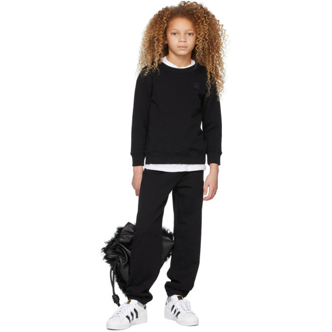 Mini face patch wool sweater black