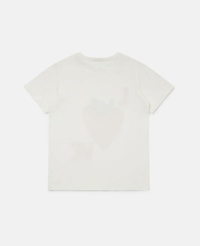 Love Strawberry Print Organic T-Shirt in Milk White