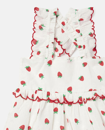 Strawberry Print Cotton Jacquard Dress