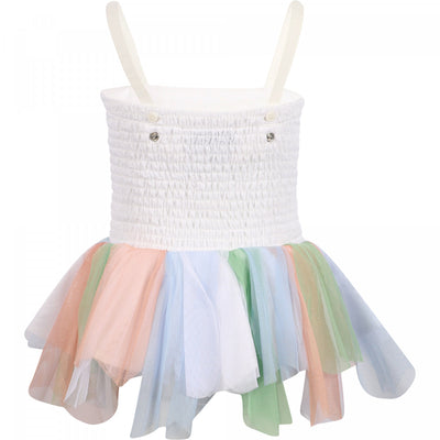 Butterfly Wings Ruffled Tulle Dress in White and Pastels