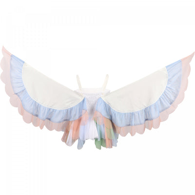 Butterfly Wings Ruffled Tulle Dress in White and Pastels