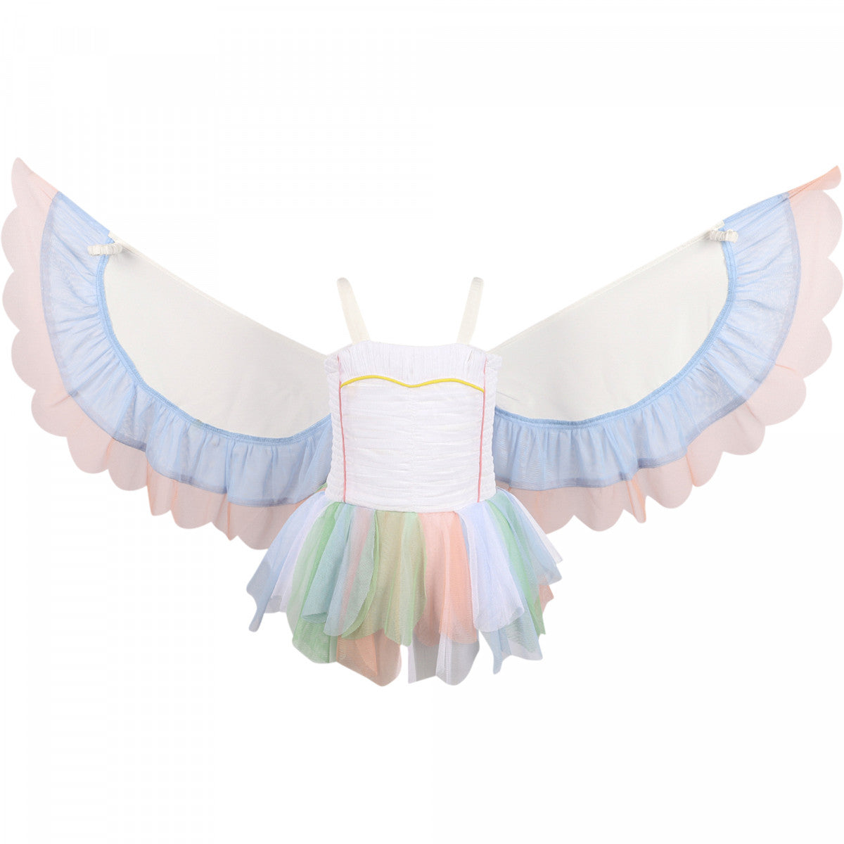 Butterfly Wings Ruffled Tulle Dress in White and Pastels