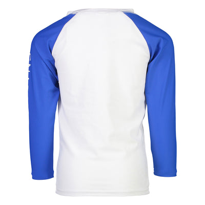 White Blue Sleeve LS Rash Top