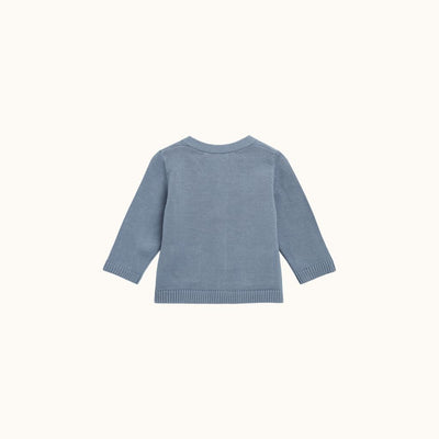 V-NECK CARDIGAN WITH POCKETS GRAY BLUE