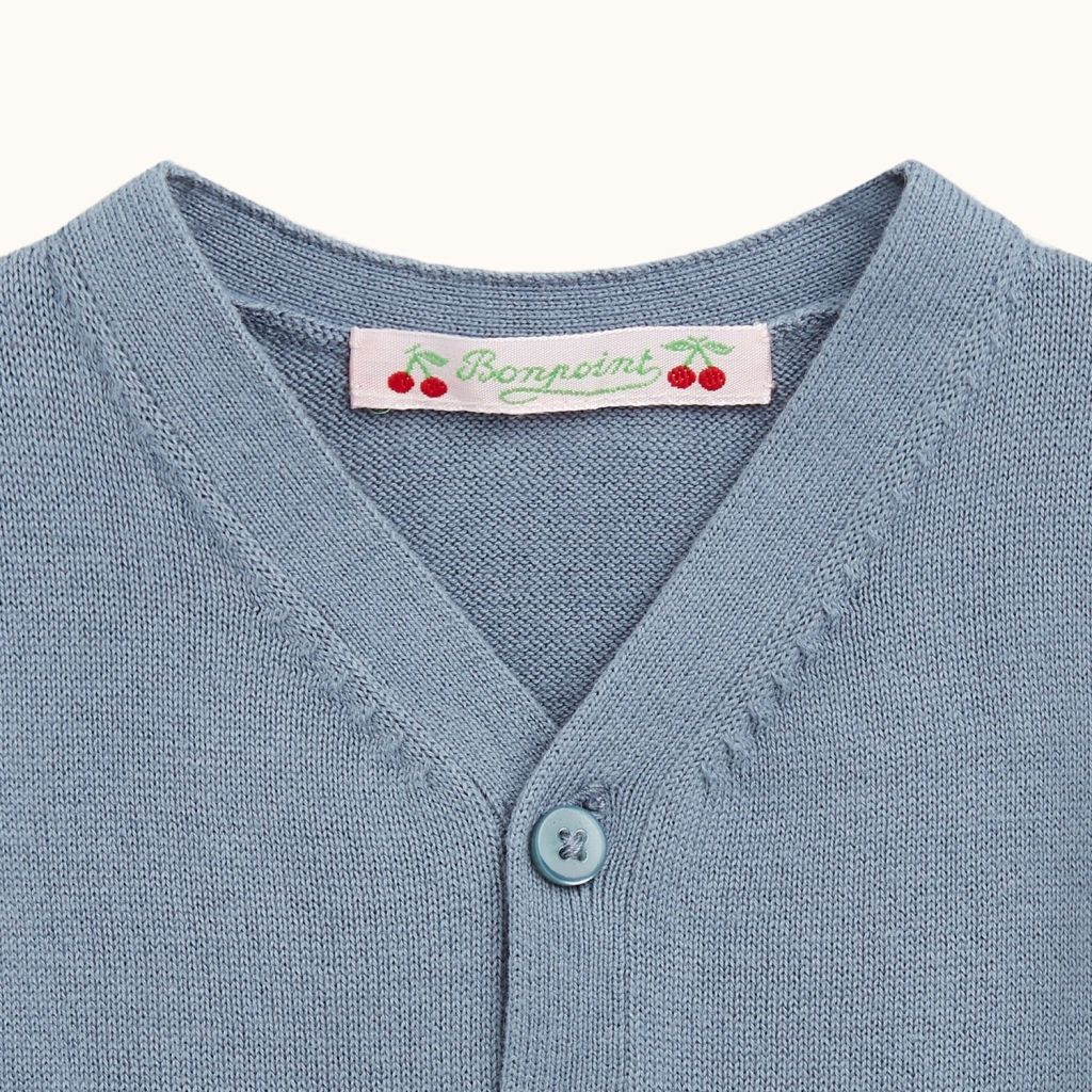 V-NECK CARDIGAN WITH POCKETS GRAY BLUE