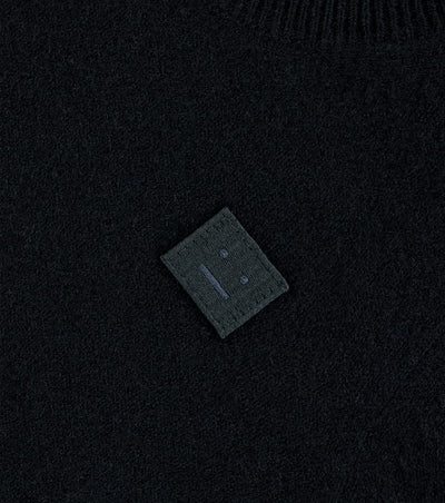 Mini face patch wool sweater black