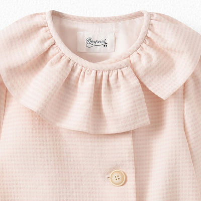 GIRLS' GINGHAM COAT PALE PINK GINGHAM