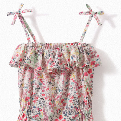 GIRLS' LIBERTY FABRIC ROMPER RASPBERRY