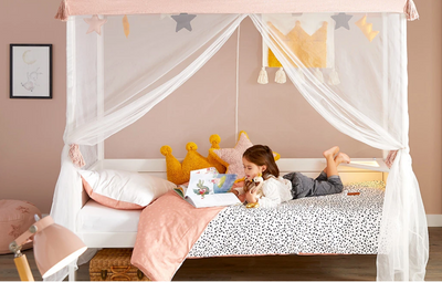 FOUR-POSTER BED/STANDARD SLATS WHITE