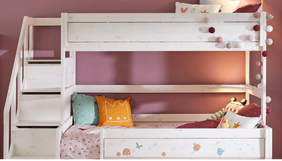 FAMILY BUNK BED 90/120 STEPLADDER / LUX. SL. BASE-WHITEWASH