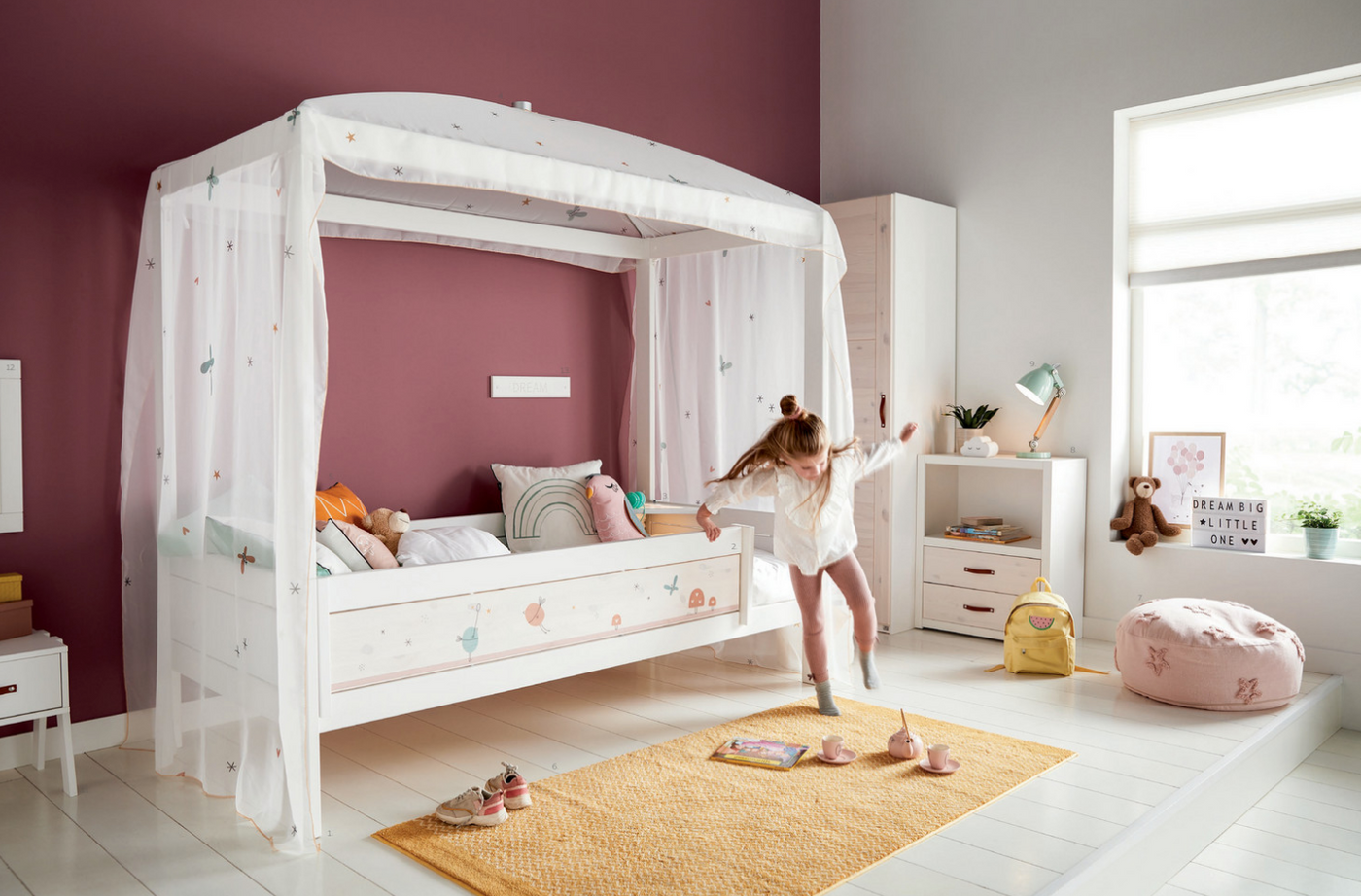 FAIRY DUST FOUR-POSTER BED/STANDARD SLATS WHITE