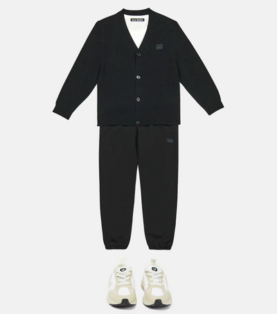 Mini Black Neve Raglan Wool Cardigan