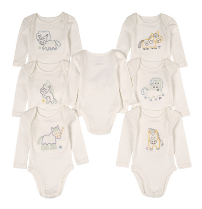 7-Pack White Baby Bodies