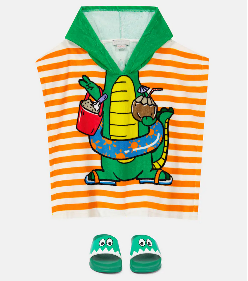 Striped cotton toweling cover-up