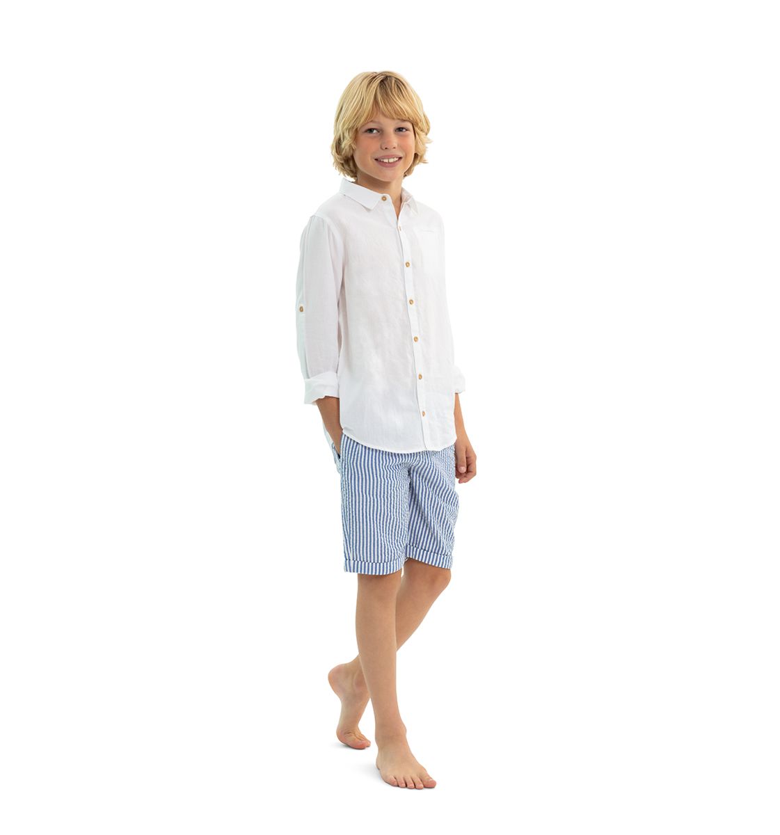 BOYS WHITE LONG SLEEVE COTTON SHIRT
