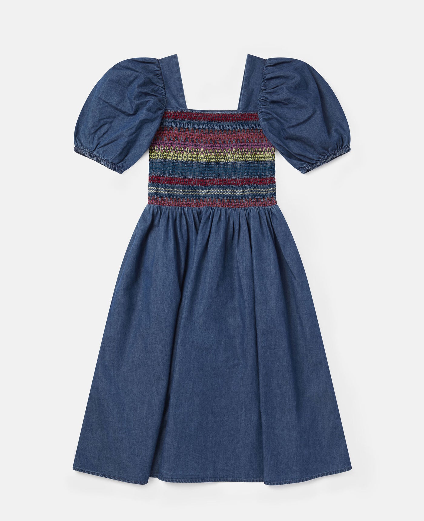 Embroidered Chambray Dress