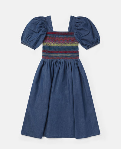 Embroidered Chambray Dress